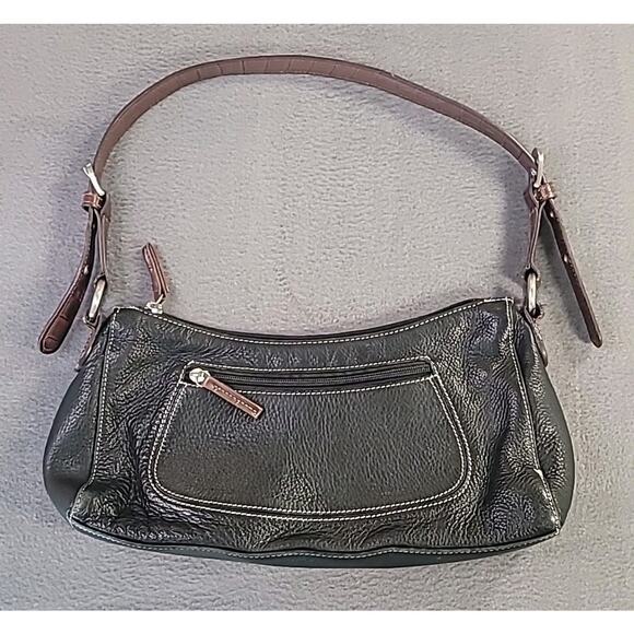 Tig & Co Genuine Leather Shoulder Bag – Black & Brown – Classic Everyday Purse - Picture 2 of 11